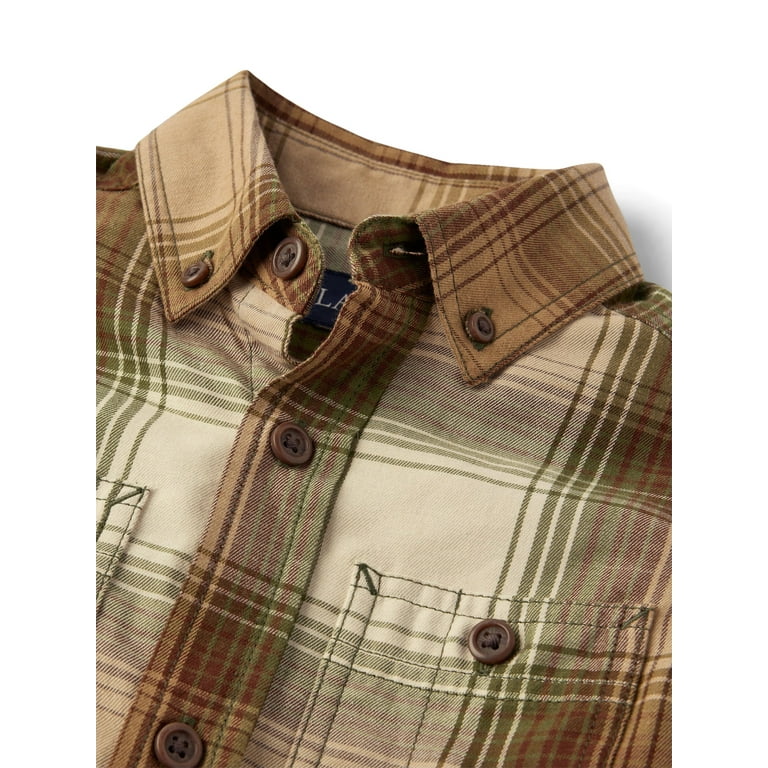 GREEN AND BROWN PLAID SHIRT IN FLANNEL, CHILD GREEN AND BROWN PLAID SHIRT IN FLANNEL, CHILD