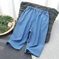 thumbnail image 4 of Posijego Girls Capri Jeans Cute Floral Elastic Waist Wide Leg Cropped Denim Pants with Pockets Size 5-12T, 4 of 7