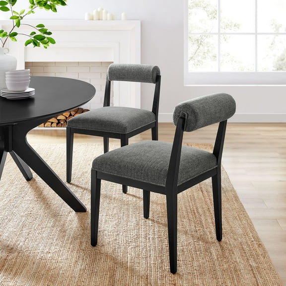Modway Kai Fabric Dining Chair in Charcoal Black
