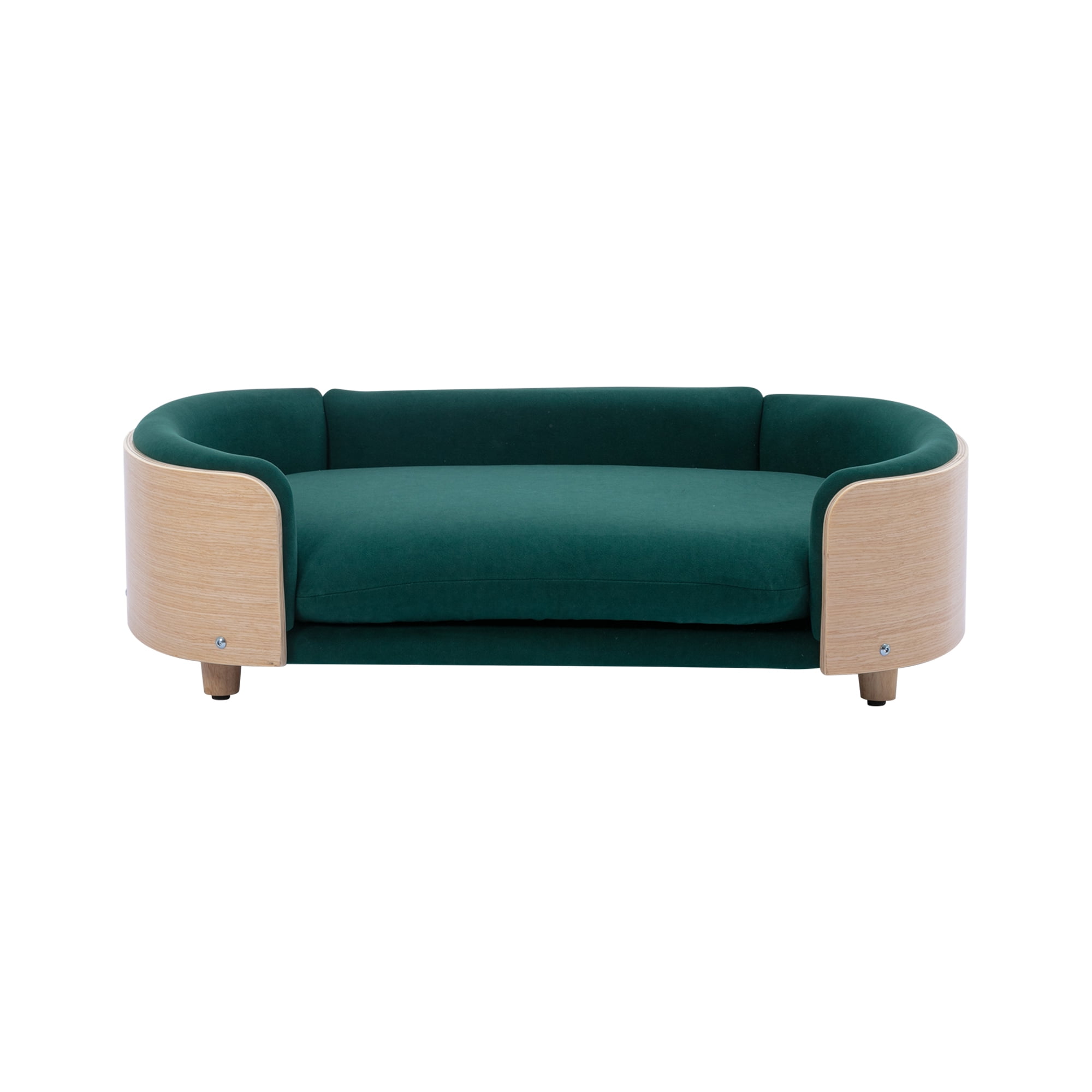 Pefilos 38" Elevated Dog Bed Pet Sofa with Solid Wood Legs and Bent Back, Cat Sofa Bed Velvet Cushion Couch Furniture, Green Pefilos 38" Elevated Dog Bed Pet Sofa with Solid Wood Legs and Bent Back, Cat Sofa Bed Velvet Cushion Couch Furniture, Green