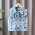 thumbnail image 3 of YUANxueke Girls Denim Vest Sleeveless Button Down Collared Waistcoat Tops Casual Autumn Fashion Outwear for 18M-14Y, 3 of 8