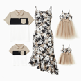thumbnail image 1 of PatPat Family Matching Sets Color Block Shirt or Floral Body-con Asymmetrical Hem/Tulle Strap Dress, 1 of 4