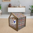 thumbnail image 3 of Floral Pet House, Hippie Style Abstract Blooms with Aztec Tribal Antique Geometric Pattern Trippy Boho, Outdoor & Indoor Portable Dog Kennel with Pillow and Cover, 5 Sizes, Multicolor, by Ambesonne, 3 of 5