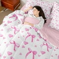 thumbnail image 4 of Erosebridal Kawaii Ribbon Bed in a Bag Full size, Girly Pink Bow Bedding Full Size, Princess Style Reversible Bed Set, Ultra Soft Room Decor, 7 Pieces, 4 of 6