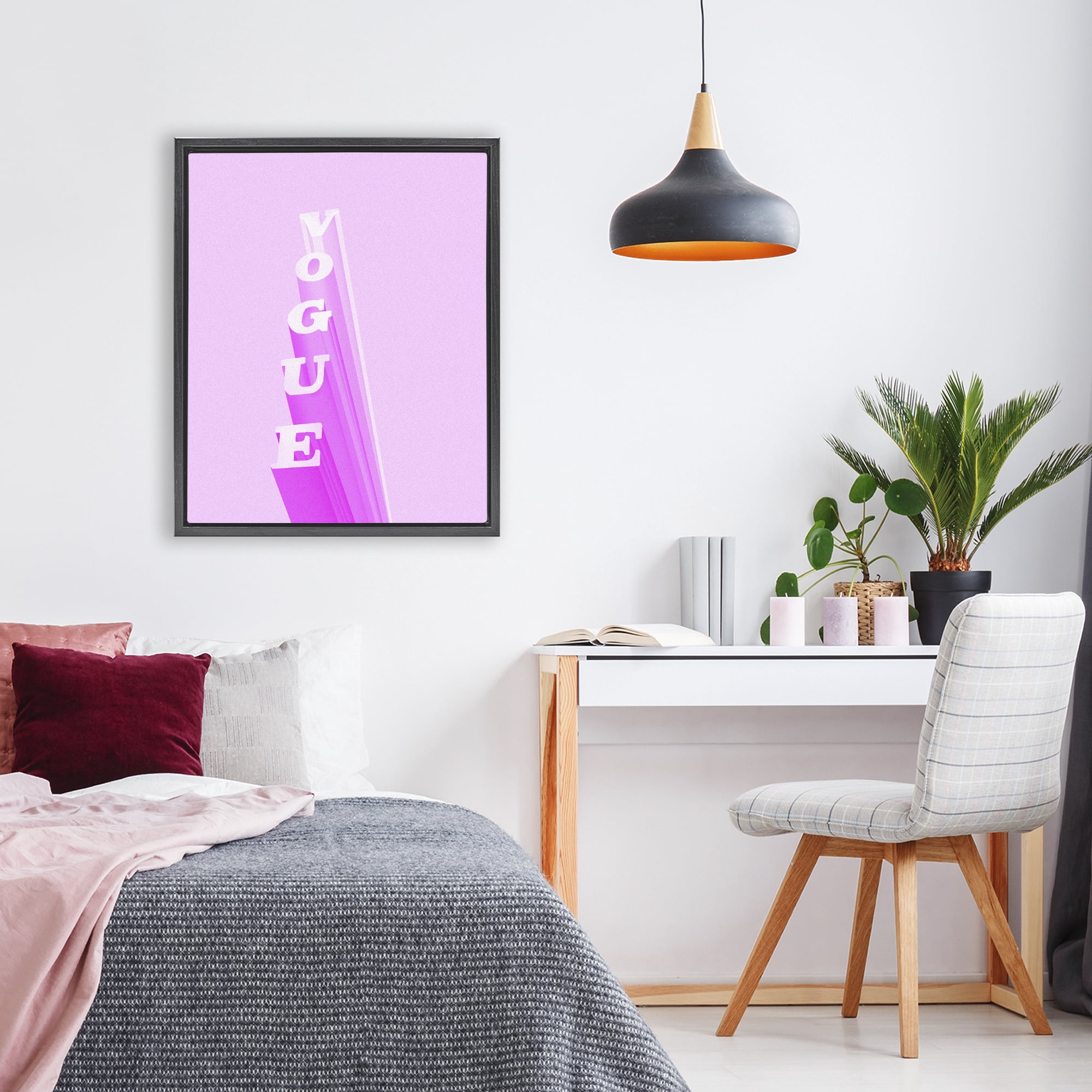Stupell Industries Pink Vertical Glam Lettering Black Framed Floater Canvas Wall Art, design by Ziwei Li