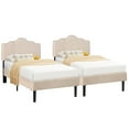 thumbnail image 2 of VECELO 2-Piece Twin Platform Bed Frame with Adjustable Headboard, No Box Spring Needed, Beige, 2 of 9
