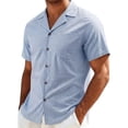 thumbnail image 2 of Qiyinn Mens Button Down Shirt Short Sleeve Textured Cuban Shirts Lightweight Breathable Summer Beach Casual Shirt, 2 of 9