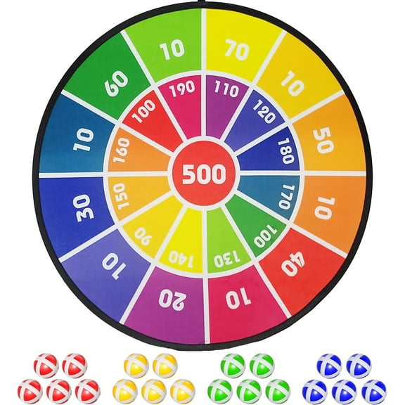 WYZCTTD 29" Large Dart Board for Kids with 20 Velcro Sticky Balls, Indoor & Outdoor Sport Fun Party