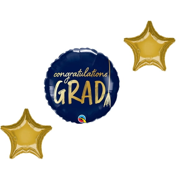 LOONBALLOON Graduation Grad Theme Balloon Set, Standard Grad Congratulations Tassel Balloon, Star Foil