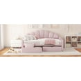 thumbnail image 5 of Harper & Bright Designs Full Size Daybed with Storage, Velvet Upholstered Sofa Bed with 2 Drawers, Modern Day Bed Frame with Shell Shaped Backrest, Pink, 5 of 11