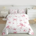 thumbnail image 2 of Feelyou Pink Cartoon Cherry Full Size Comforter Sets, Kawaii Ribbon Bowknot Bedding Comforter Set, Princess Bow-tie Theme Reversible Bedding Sets, Microfiber Bedroom Decor, 3 Pieces, 2 of 8