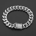 thumbnail image 6 of Men Women Stainless Steel Curb Cuban Link Miami Chain Zinc Oxide Zircon Clasp, 6 of 7