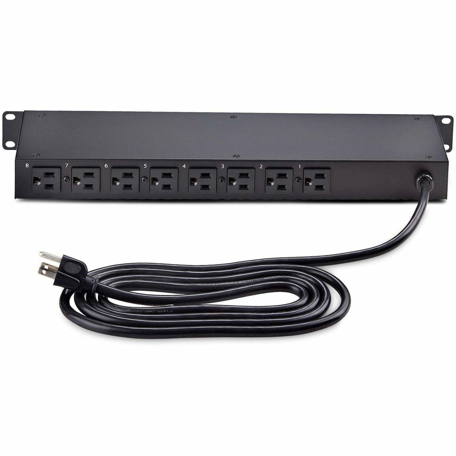 StarTech 8-Outlet Horizontal Rack Mount PDU, 1U Power Strip 8NS8-RACK-MOUNT-PDU