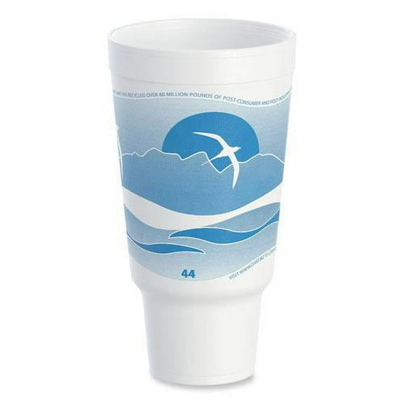 Dart Horizon Hot/Cold Foam Drinking Cups, 44 oz., Ocean Blue/White, 15/Bag, 20 Bags/Carton