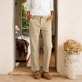 thumbnail image 5 of CIENVNSTG Cotton Linen Pants for Women High Waisted Dress Trouser Summer Casual Straight Leg Slacks Beach Vacation Khaki L, 5 of 5