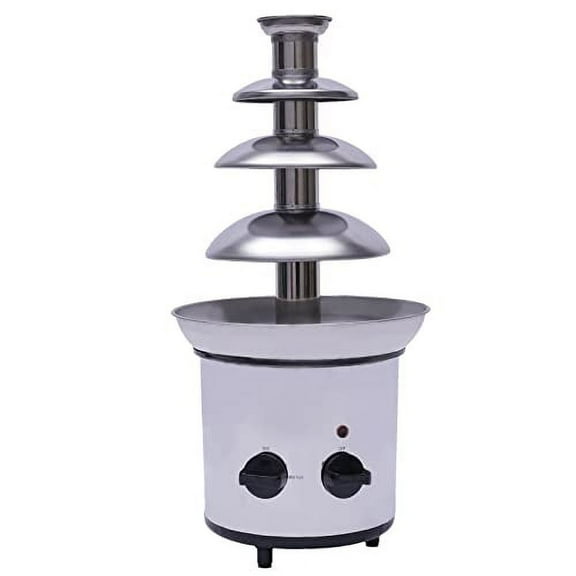 4-Tier Chocolate Fondue Fountain, 110V 170W Electric Stainless Steel Chocolate Melting Fondue Fountain, Chocolate Melts for Melting Chocolate, Candy, Butter, Cheese, Caramel