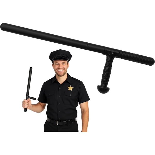 Deluxe Police Club Baton Realistic 22.5″ Hollow Plastic Billy Club Durable Costume Accessory for Police Officer British Bobby Costume Black