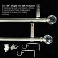 thumbnail image 2 of SKYPLUS LIVING 1-1/8 inch Single Window Curtain Rod with Crystal Finial Set,Adjustable72-144'' in,Silver, 2 of 10
