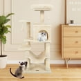 thumbnail image 2 of Costway 44" Tall Multi-level Cat Tree with Cushion Top Perch, 2-Entrance Large Cat Condo Beige, 2 of 10