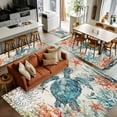 thumbnail image 5 of 4x6 Area Rugs, Sea Turtle Coastal Non-Skid Rubber Backing Large Rectangle Rugs - Living Room Bedroom Home Office, Vintage Beach Coral Starfish Nautical Indoor Floor Mat Carpets Washable Rug, 5 of 9
