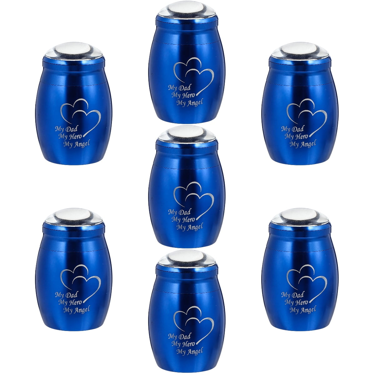 HOOWIFFY Stainless Steel Urn Blue 7Pcs 1x1x1.8in Pet Long-term Use