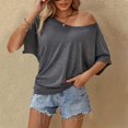 thumbnail image 2 of 4Th Of July Shirt, Summer Casual Short Sleeve Off Shoulder Loose Fit Top Workout Tank For Women Usa Shirts Fourth Outfit Shirt Tops Outfits Red White And Royal Shirts (M, Gray) ZMTing, 2 of 4