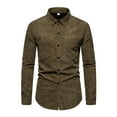 thumbnail image 1 of Fashnice Chemise Homme Col à Revers Chemises Boutonnées Coupe Régulière Tunique de Vacances Vert Armée m, 1 of 9