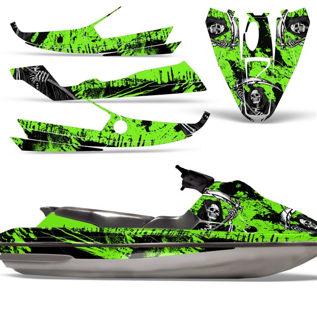 Wholesale Decals Jet Ski Graphics kit Sticker Decal Compatible with Sea-Doo GTS 1992-1997 - Reaper V2 Green