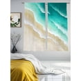 thumbnail image 4 of Abstract Beach Sheer Curtains 63 Inch Long 2 Panels, Teal Green Beige Ombre Ocean Wave Coastal Sand Light Filtering Rod Pocket Curtains, Sheer Voile Drapes for Living Room Bedroom, 52"x63", 4 of 8