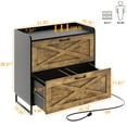 thumbnail image 6 of Vabches Lateral File Cabinet with Charging Station for Letter/Legal/A4 Size Hanging Files, Brown, 6 of 7