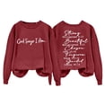 thumbnail image 3 of 1 PC Womens Oversized Sweatshirt Comfort Text Graphic Crewneck Winter Pullover Cold Theme Tops for Women Trendy Red XL, 3 of 4