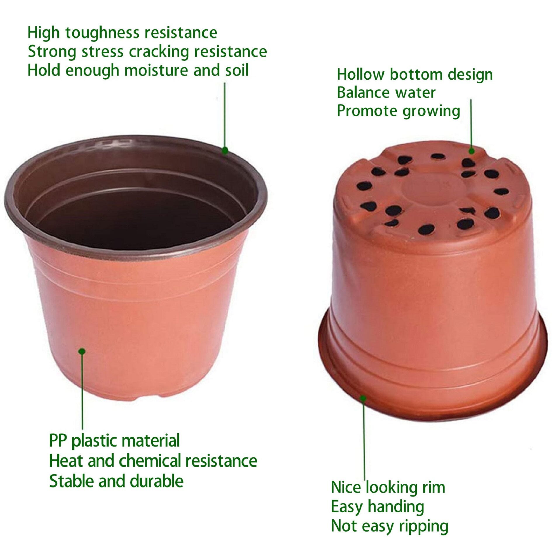 100 Pcs 5.9in Plastic Plants Nursery Pot Seedlings Flower Plant Pots Seed Starting Container