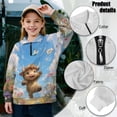 thumbnail image 6 of COEQINE Girls Quarter Zip Sweatshirt Pullover, Loose Fit Long Sleeve Fall Tops with Collar, Soft Polyester Fashion Top for Ages 5-6 Machine Washable, Cute Highland Cow, 6 of 7
