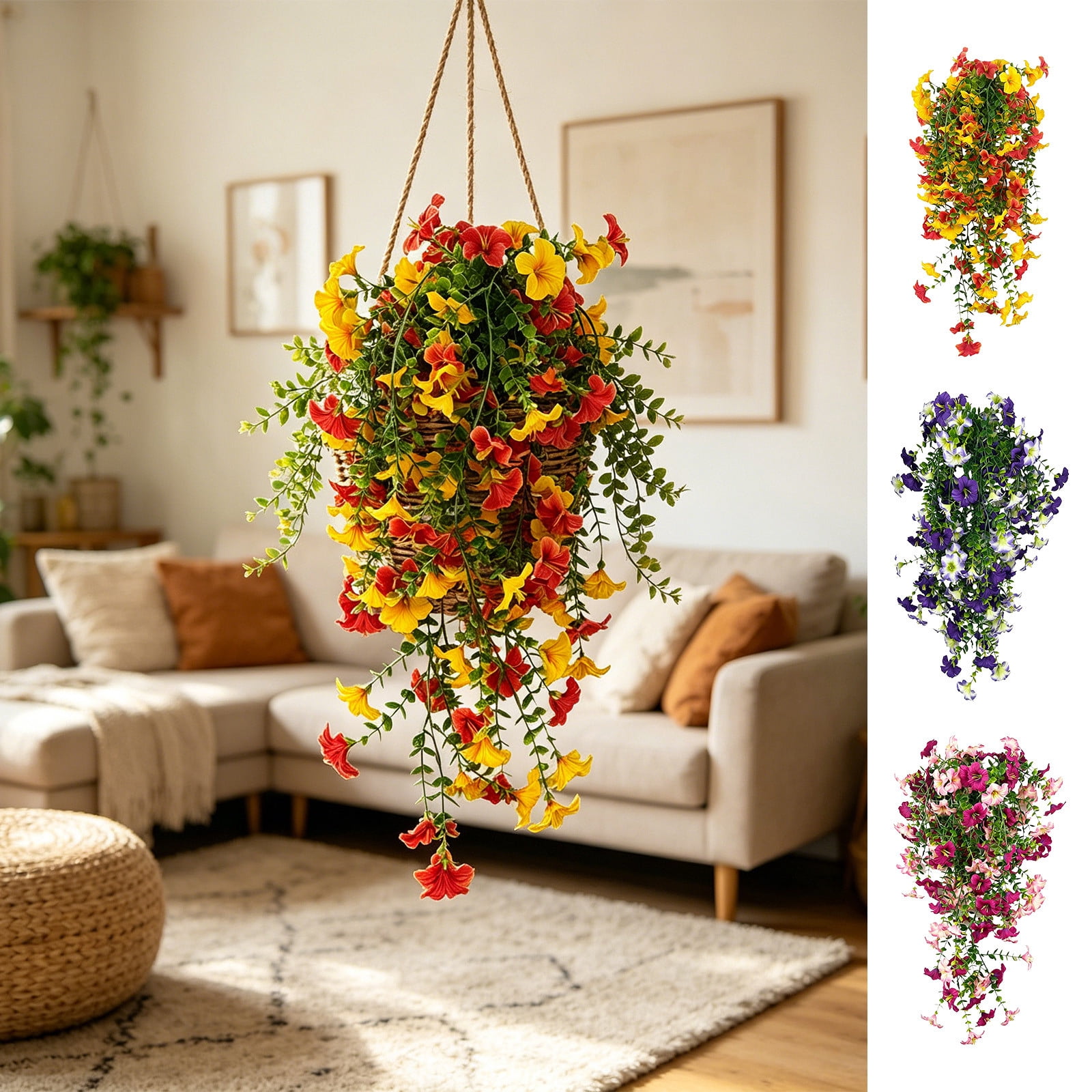 SLYNSHome Outdoors Flowers Home Decorations Artificial Hanging Lilys Flowe UV Resistant Faux Silk Plants for Garden Porch Fence Wedding Wall Spring Summer Decor - Orange