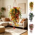 thumbnail image 3 of chaungfeng Artificial Fake Hanging Flowers Plants 2pack, Faux Silk Daisy with Eucalyptus Leaves UV Resistant for Outside Home Indoor Planter Porch Patio Balcony Yard Decor (2, Red-Yellow), 3 of 7
