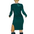 thumbnail image 3 of ZAXARRA Robe Femme Couleur Unie Col en V, Manches Longues Ajustée une-Pièce avec Design Noué, S/m/l/TG, 3 of 5