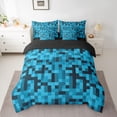 thumbnail image 2 of Feelyou Pixelated Blocks Miners Bedding Comforter Set 7pcs, Blue Abstract Full Bedding Set, 2 of 8