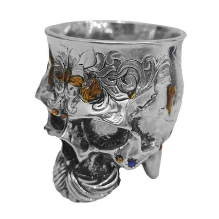 

Skull Metal Cup|Gothic Engraved Drink Cup|Metal Halloween Cups For Adults 3D Horror Wine Tumbler With Handle For Halloween Decorations