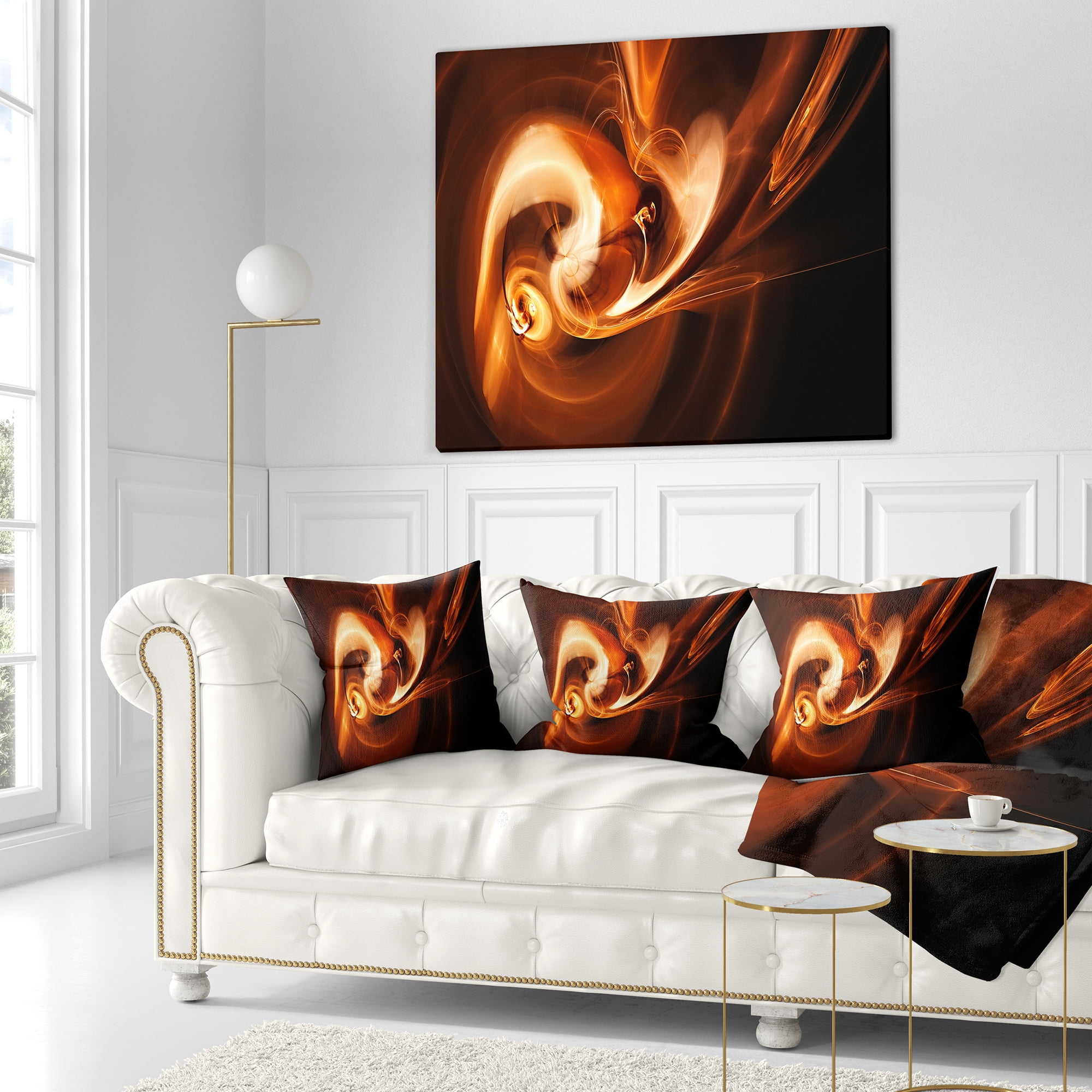 Designart Fractal Smoke Texture Brown - Abstract Throw Pillow - 18x18