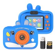 1080P Kids Digital Camera Digital Video Camera for Kids Dual Lens 2.0 Inch IPS Screen 8X Zoom Selfie Timer OTG Music Game Play Built-in Battery with 32GB TF Card USB Card Reader Neck Strap