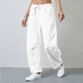 thumbnail image 3 of Women's Barrel Leg Ankle Sweatpants Drawstring Wide Leg Lounge Pants Baggy Casual Dancer Pants Streetwear with Pockets, 3 of 7