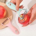 thumbnail image 2 of Stainless Steel Potato Peeler Fruit Peeler Pink+blue+green, 2 of 5