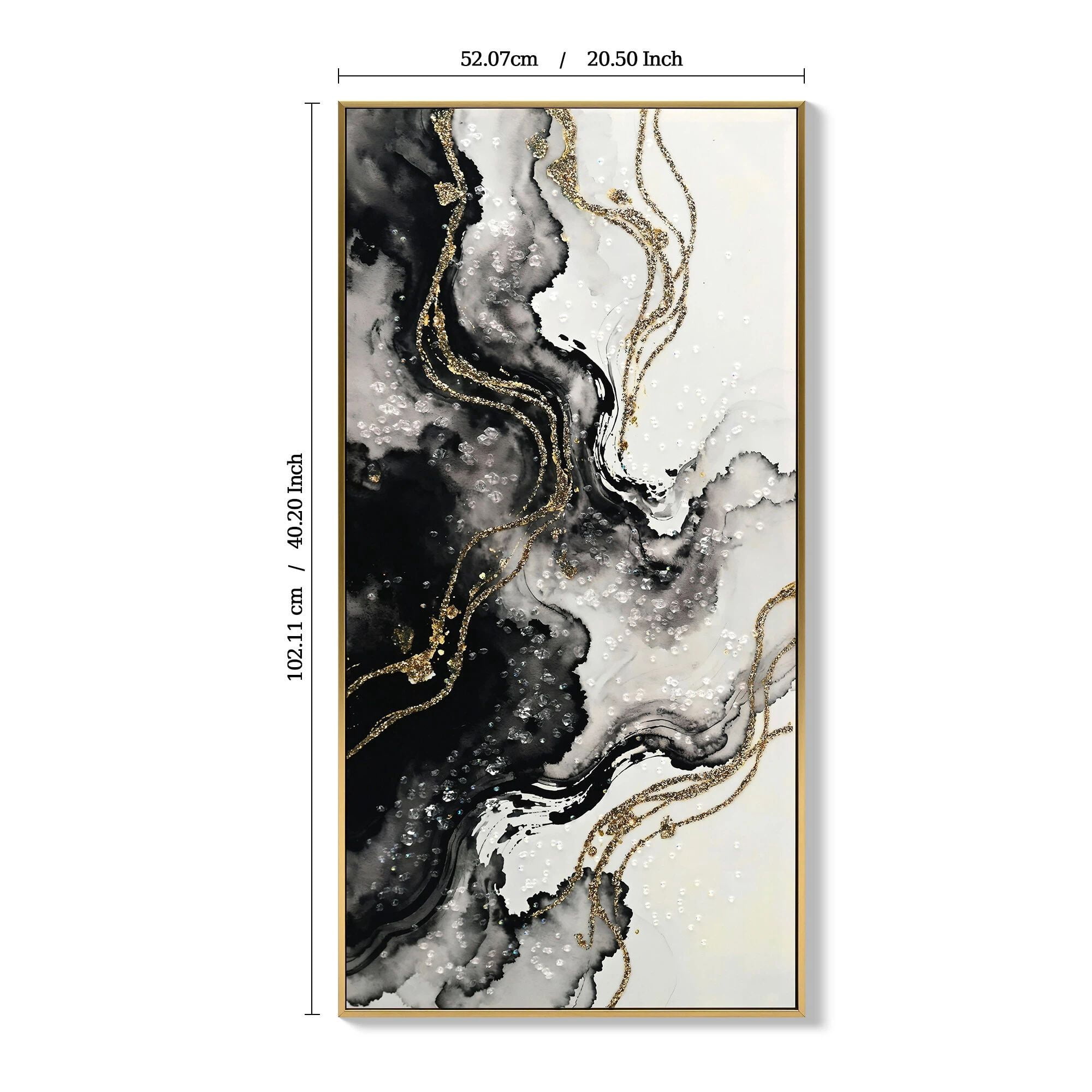Euroco Modern Minimalist Abstract Wall Art Set of 2, Large Framed Canvas Prints Paintings Wall Decor, Black Gold Pictures for Hallway Office,20x40In