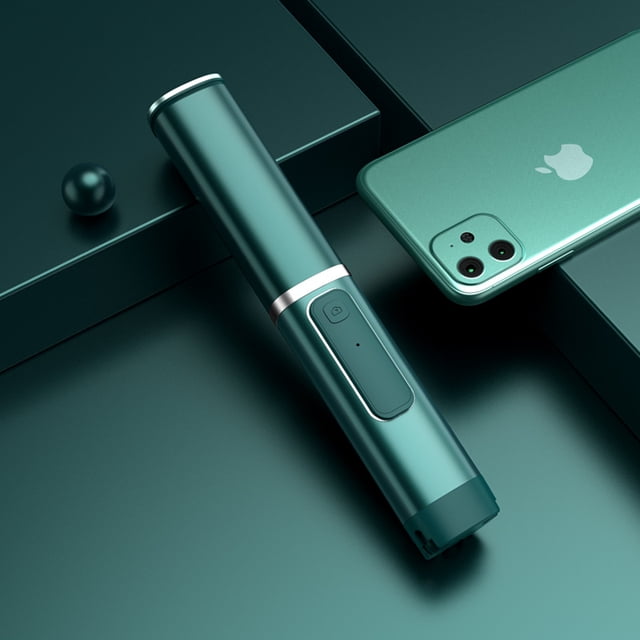JHIJHOO Perche à Selfie Extensible Bluetooth 3 en 1 avec Trépied et Télécommande Détachable, Compatible avec iPhone et Android, Vert, 1