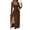 Brown, variant on Women's Slit Surplice Long Sleeve Maxi Dress with Sheer Overlay and Stretch Body 95% polyester 5% spandex flowy
