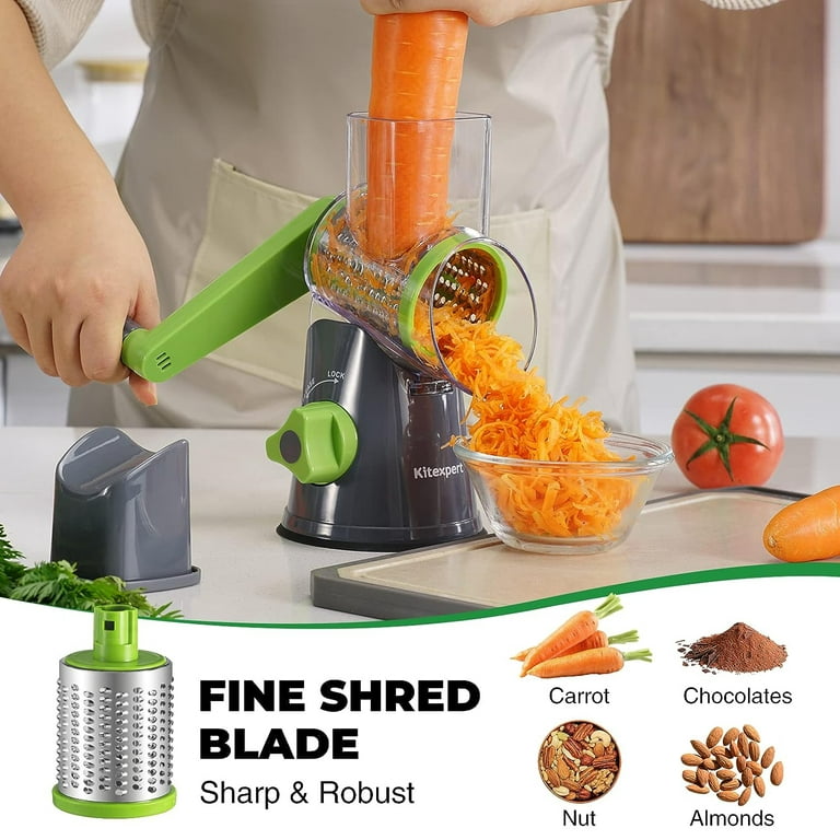 VEVOR Rotary Cheese Grater, Zinc Alloy Rotary Vegetable Mandoline, Manual  Cheese Mandoline w/ 5 Stainless Steel Cutting Cones, Manual Vegetable  Grater w/ 2.5L Bowl, Rotary Shredder w/Suction Base
