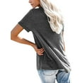 thumbnail image 3 of Capreze Women Short Sleeve Henley V Neck T Shirts Casual Plain T Shirts, 3 of 3