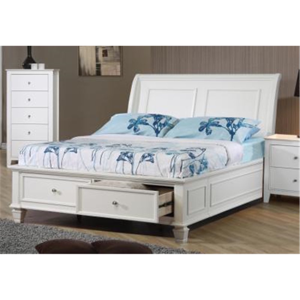 Sleigh Bed, White Twin Footboard Storage Bed - Walmart.com ...
