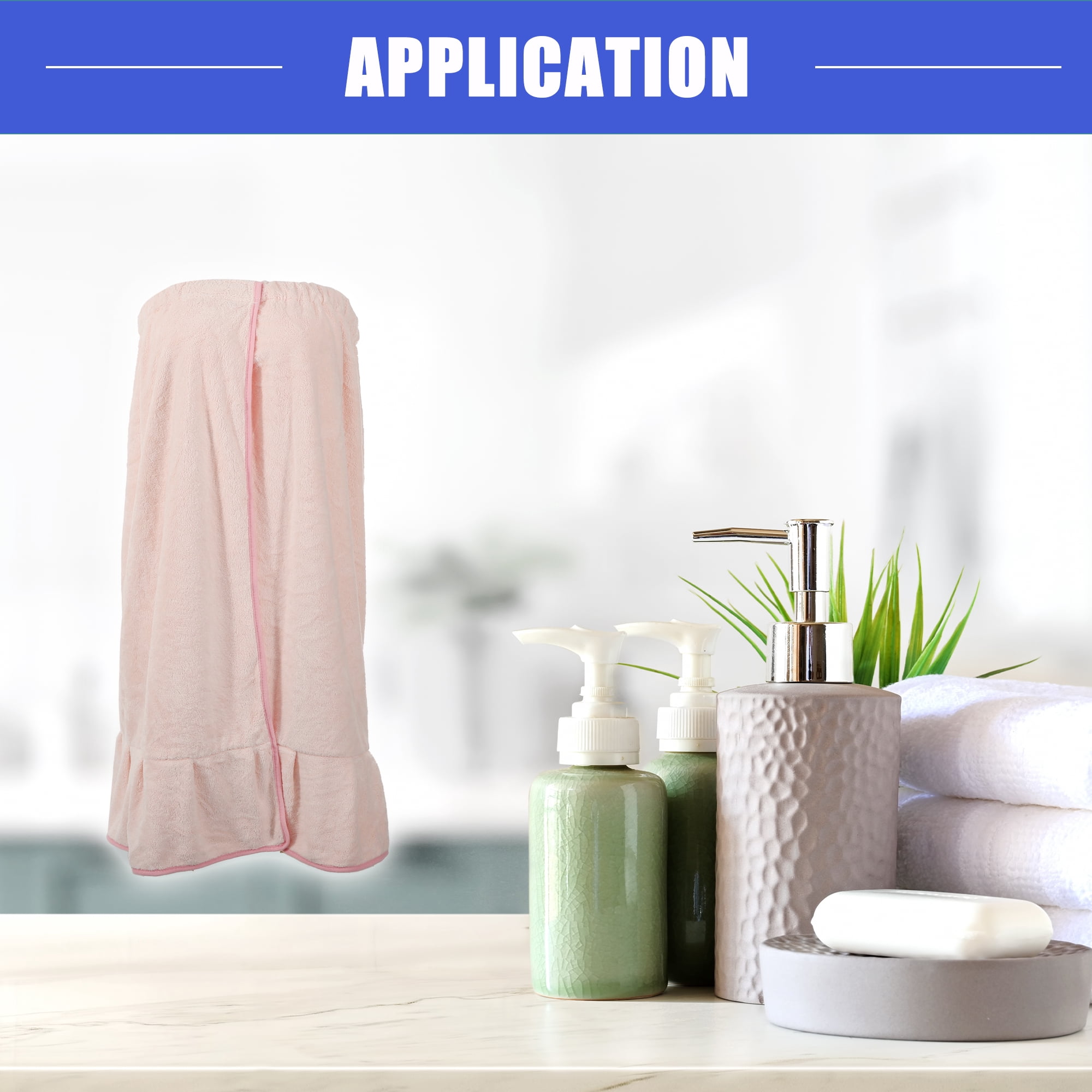 Vocoste Bath Wrap Towel for Women Shower Robe Adjustable Closure Bath Wrap Pink 31.9" Length