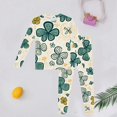 thumbnail image 2 of Gelikeya Toddler Boys Girls Pajama Sets St Patricks Day Cartoon Shamrocks Printed Long Sleeve T-Shirt Casual Crewneck Tops and Pants 2 Pieces X04-Light Yellow 4-5 Years, 2 of 3